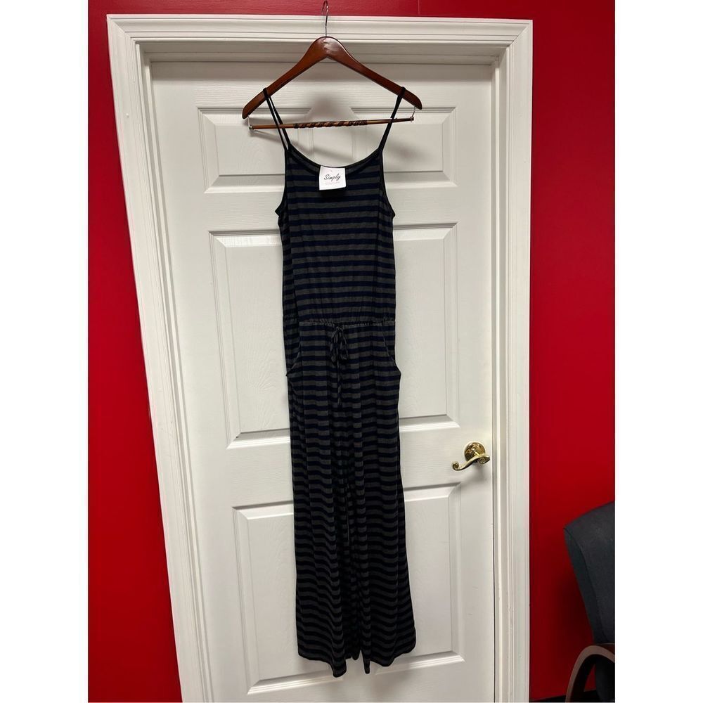 Egy Boutique Gray & Blue Spaghetti Strap Jumper sz CL NWT